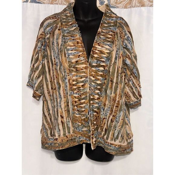 Beautiful Vintage CHICO’S lagenlook meets grunge bohemian vibe Earthy Funky Text - Picture 1 of 10